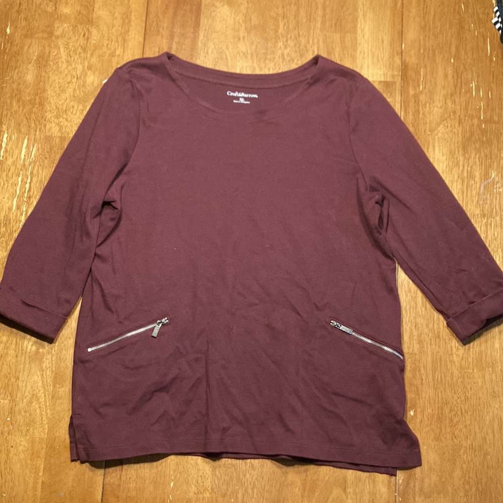 Croft & Barrow size XL 3/4 sleeve top burgundy